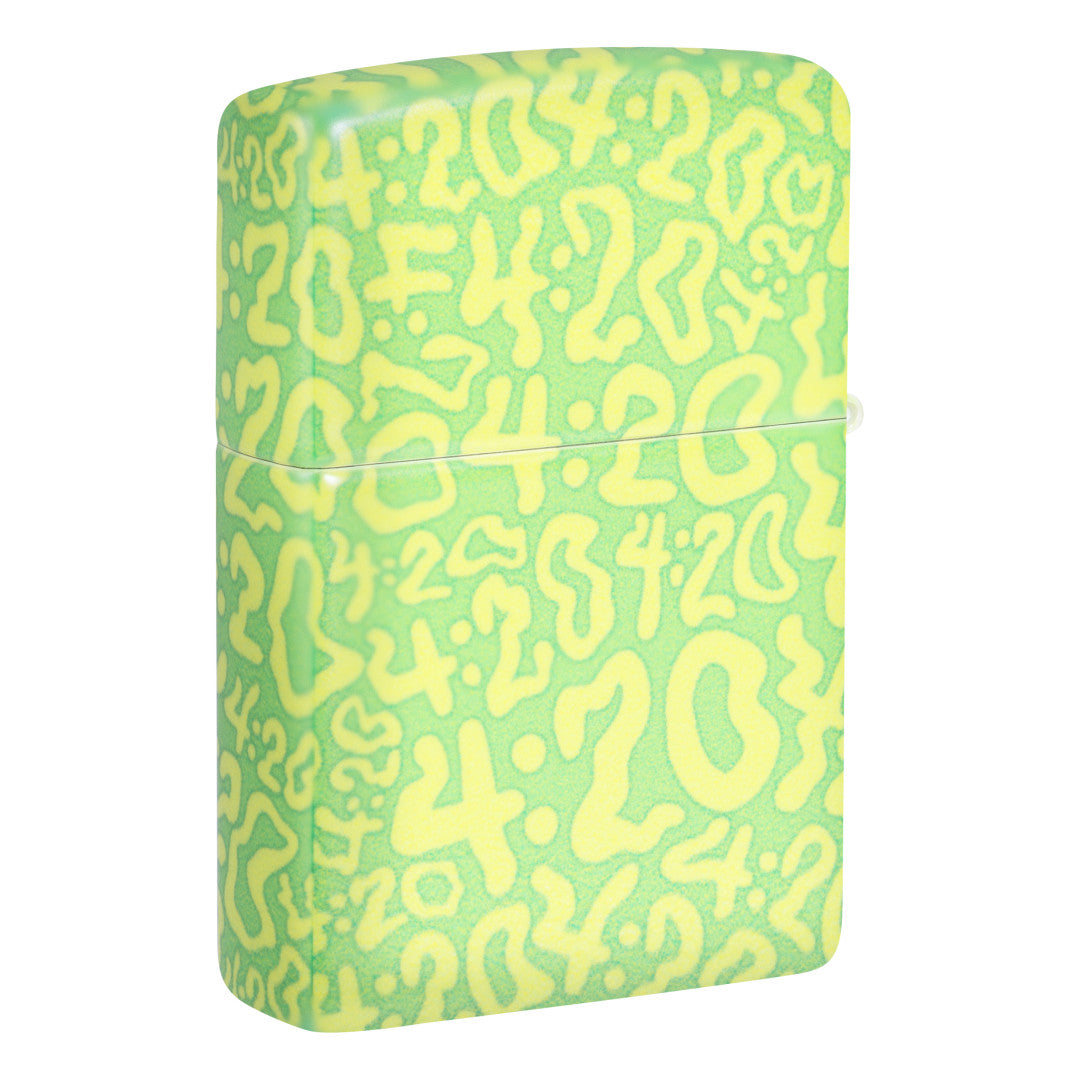 Back view of Zippo 420 Clouds Design 540 Matte Windproof Lighter standing at a 3/4 angle.