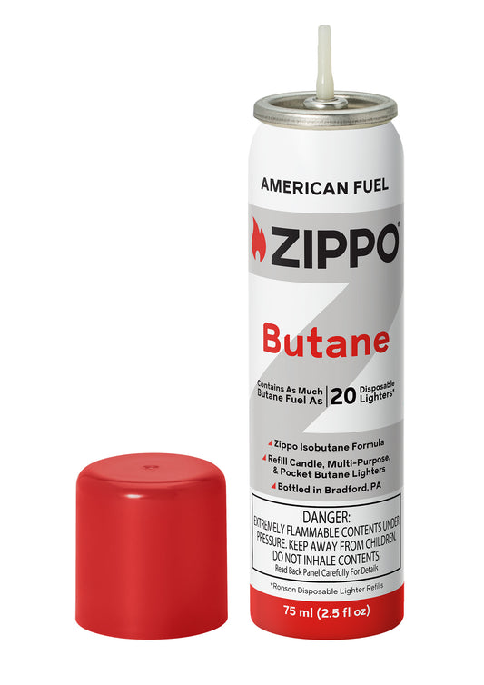 Image of the front of Zippo Butane Fuel, 75 ml