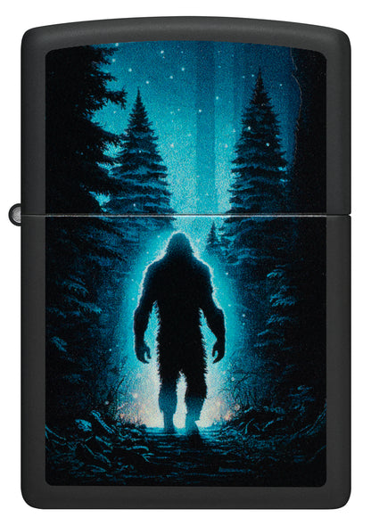 Front view of Zippo  Ultra Squatch Design Black Matte Windproof Lighter.