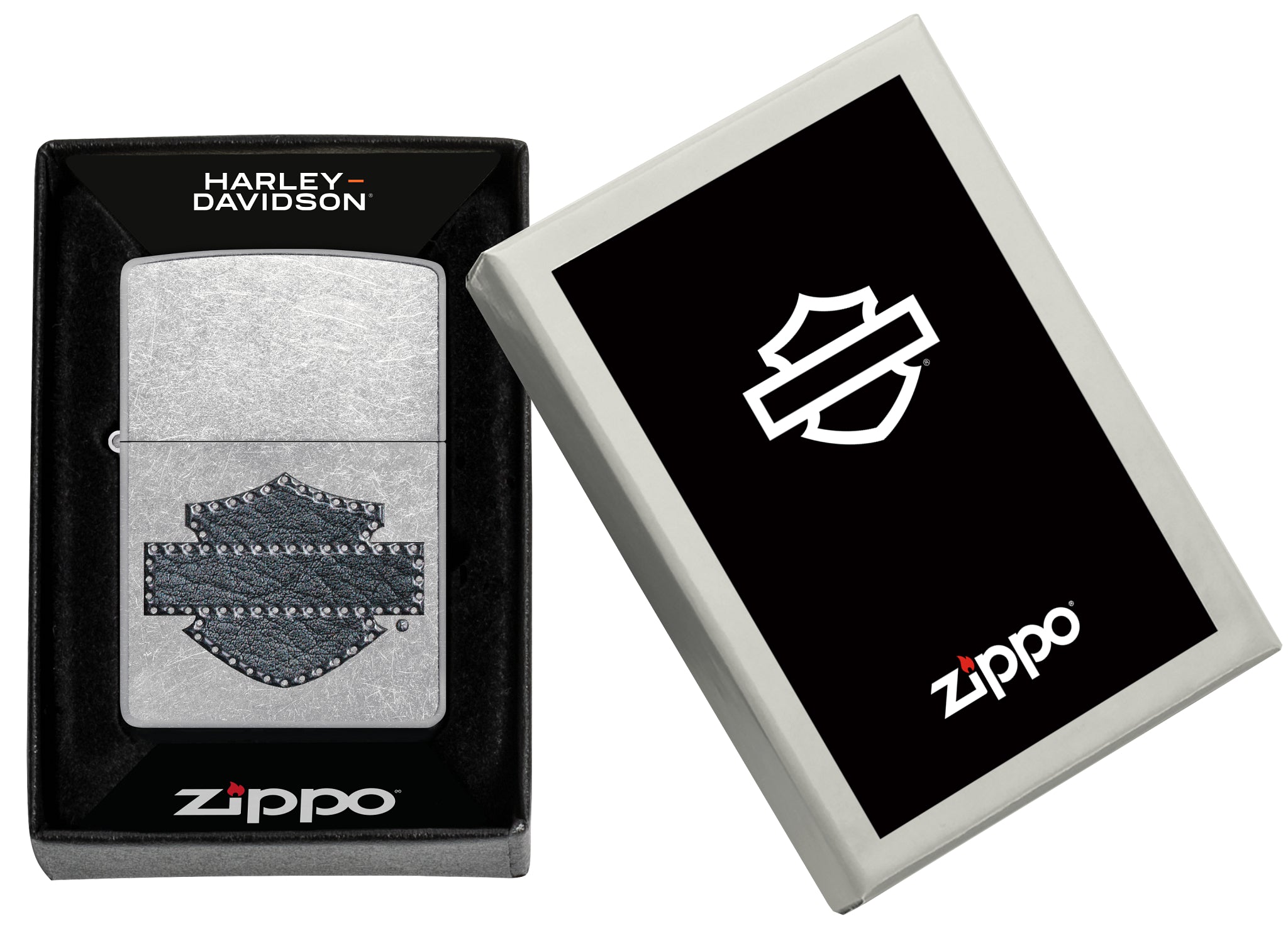 Zippo Harley-Davidson® Leathered Logo Design Street Chrome