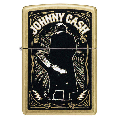 Front view of Zippo Johnny Cash Walk Design Street Brass Windproof Lighter.