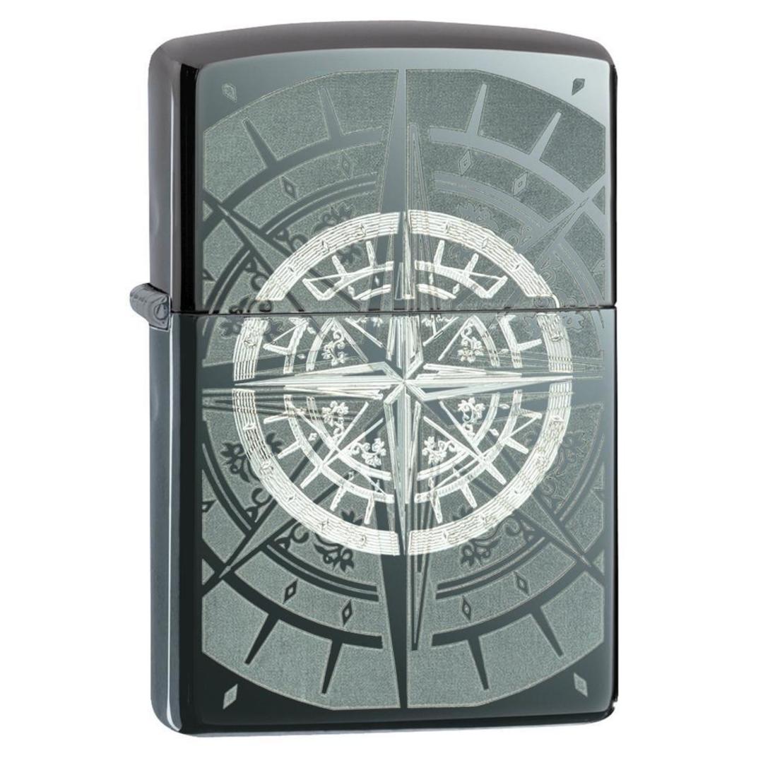 Black Ice Compass Windproof Lighter 3/4 View