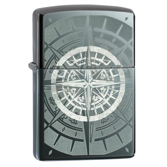 Black Ice Compass Windproof Lighter 3/4 View