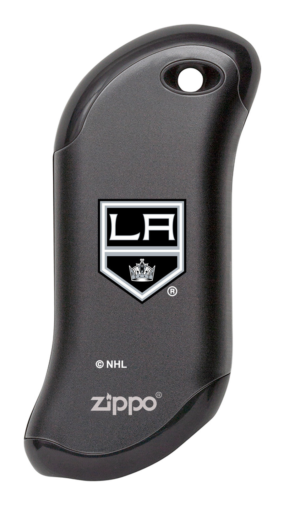 Front shot of NHL Los Angeles Kings: HeatBank® 9s Black Rechargeable Hand Warmer