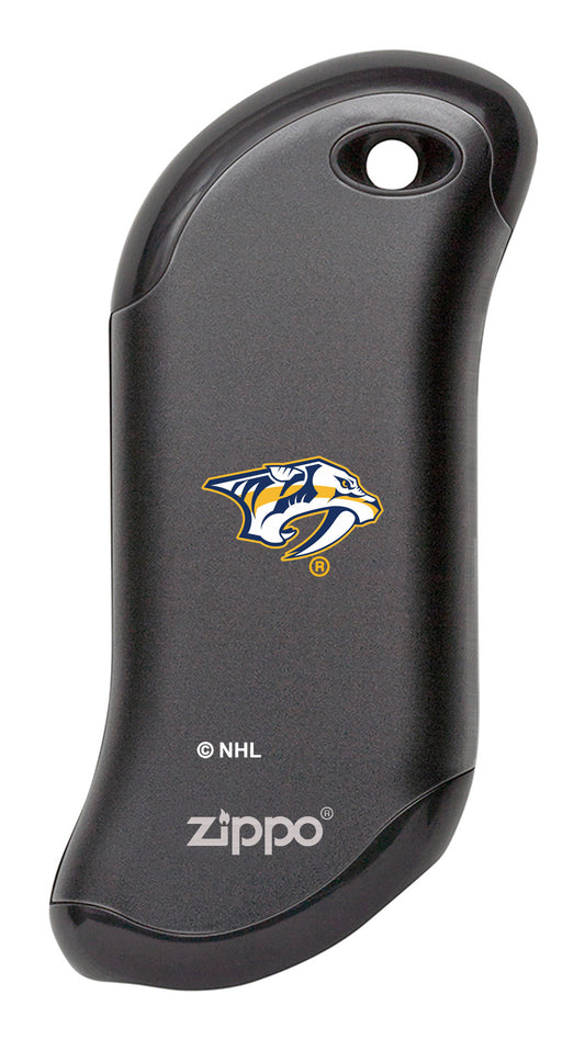 Front shot of NHL Nashville Predators: HeatBank® 9s Black Rechargeable Hand Warmer