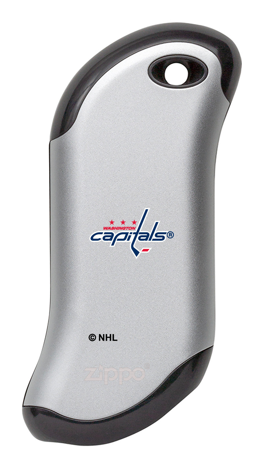 Front shot of NHL Washington Capitals: HeatBank® 9s Silver Rechargeable Hand Warmer