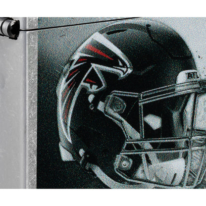 Front view of Zippo NFL Atlanta Falcons Helmet Design Street Chrome Windproof Lighter close up to show the detail of the lighter.