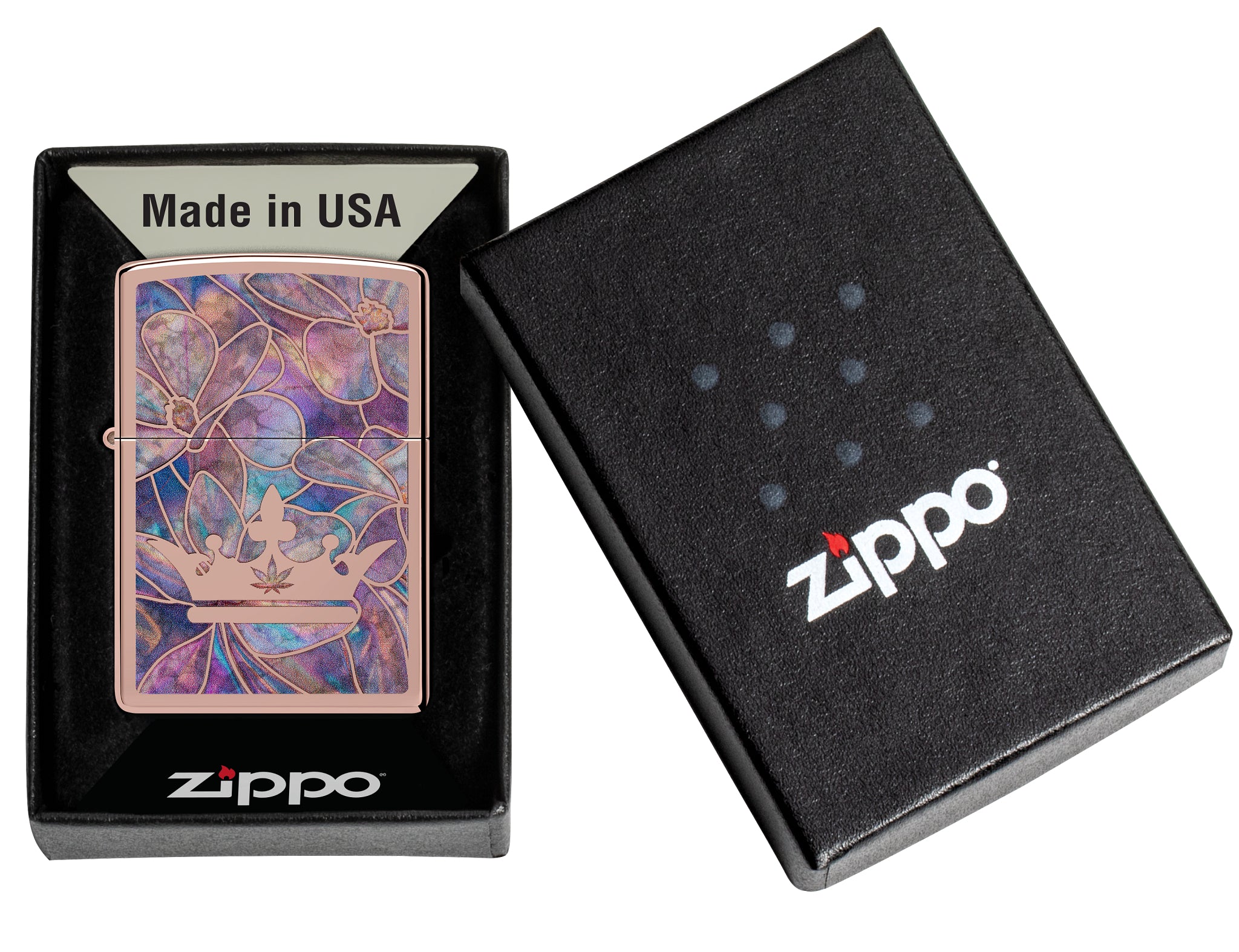 Zippo Queen of Bud Opal Crown Design High Polish Rose Gold