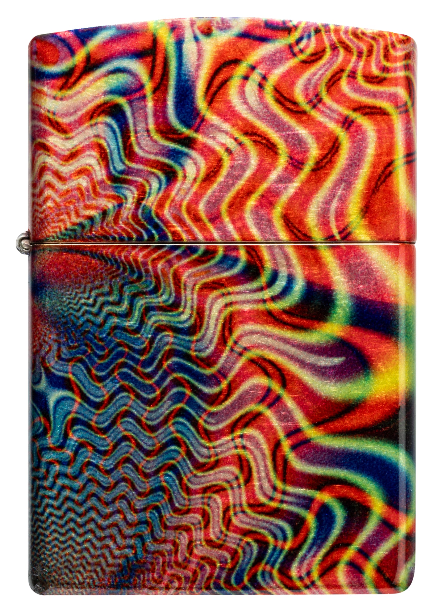 Front view of Zippo Fusion Waves Design 540 Tumbled Brass Windproof Lighter.