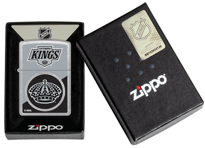 Zippo NHL® LA Kings® 2024 Street Chrome™ Windproof Lighter in its packaging.