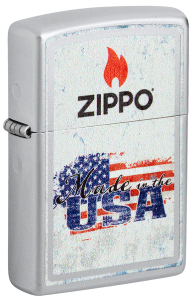 Zippo Made in the USA Design Satin Chrome Windproof Lighter