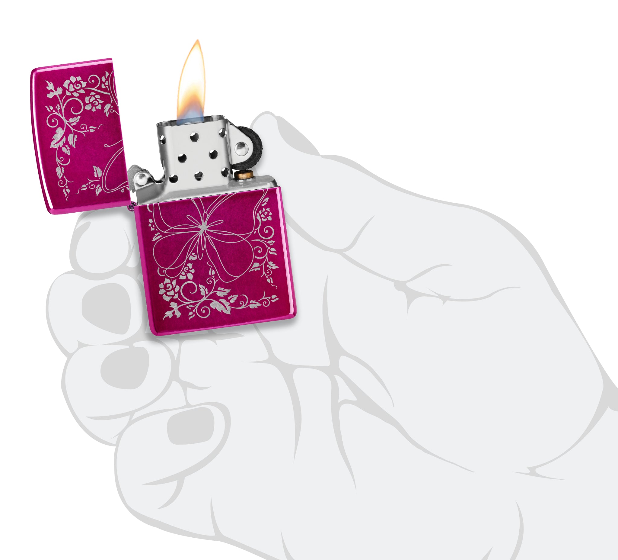 Zippo Butterfly Bliss Design Candy Raspberry Windproof Lighter