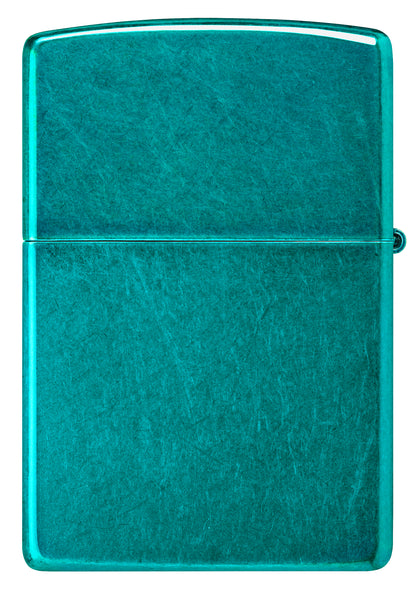 Back view of Zippo Classic Candy Teal Windproof Lighter.