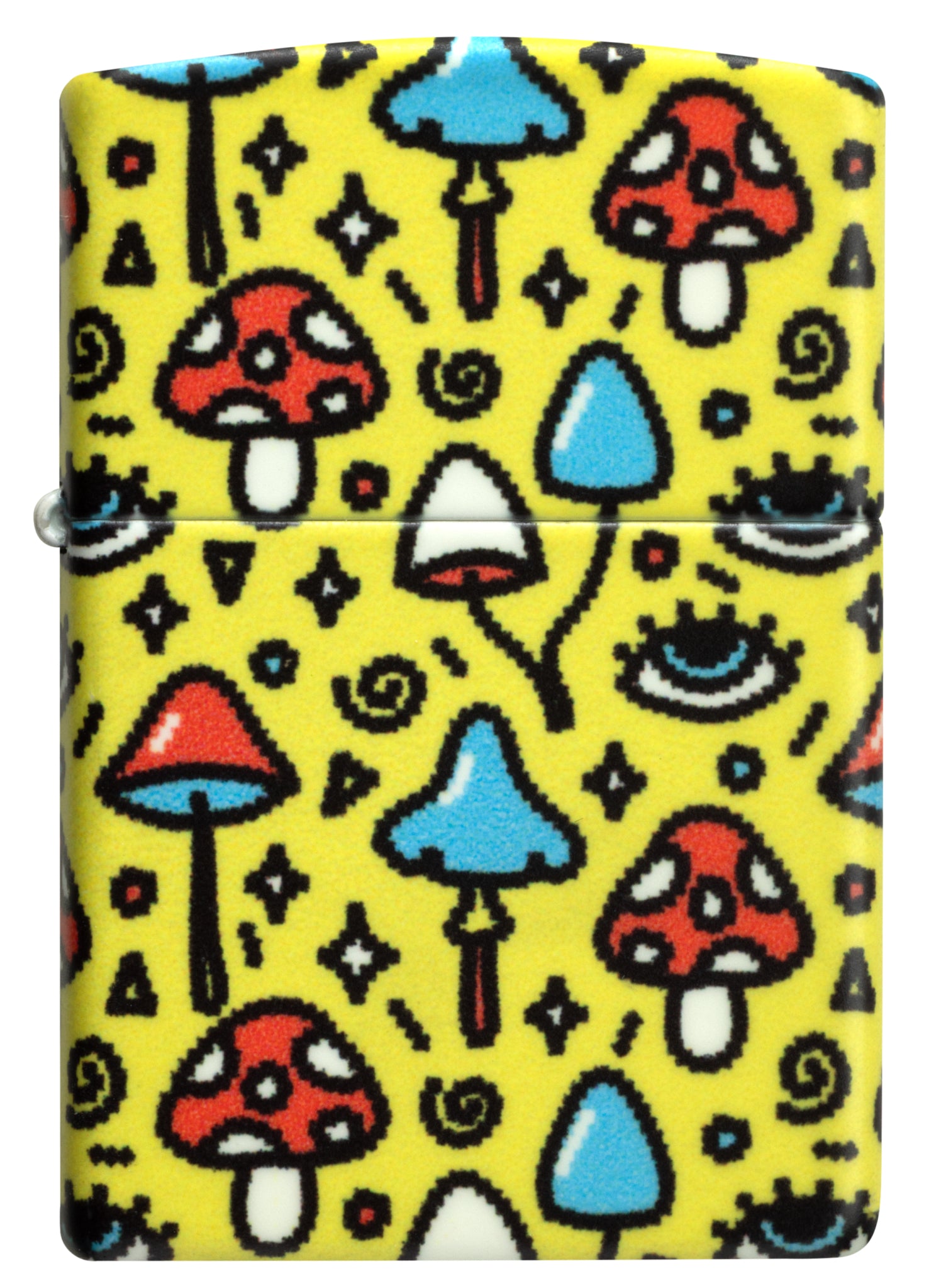 Front view of Zippo Eye Spy Design Glow-in-the-Dark Green Windproof Lighter.