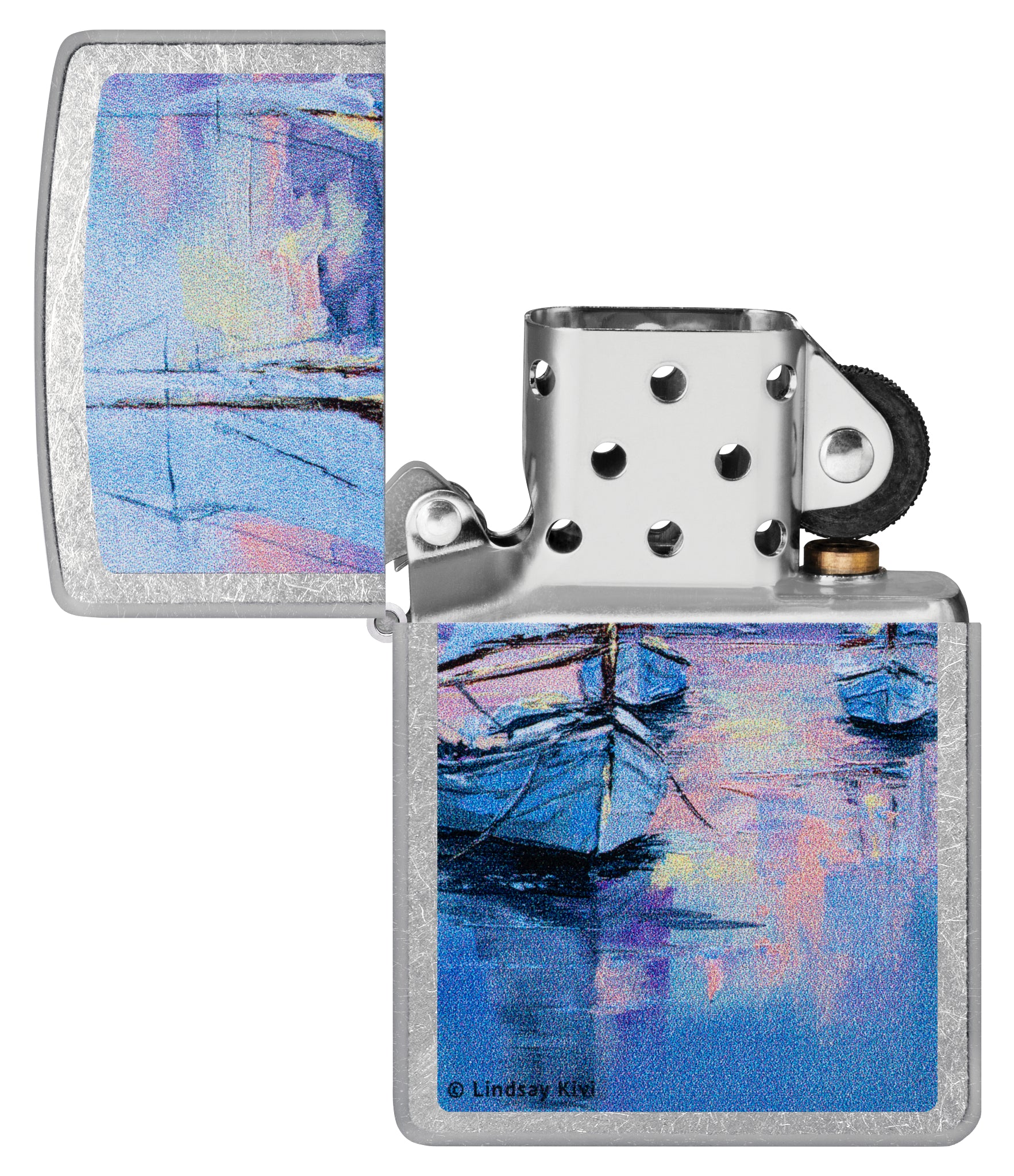 Zippo Lindsay Kivi Sailboats Design Street Chrome Windproof