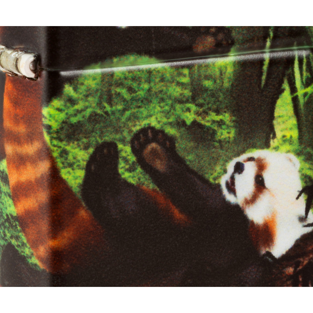 Front view of Zippo Panda Party Design 540 matte Windproof Lighter close up to show the detail of the lighter.