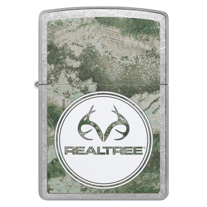 Front view of Zippo Realtree® XTREME Design Street Chrome Windproof Lighter.