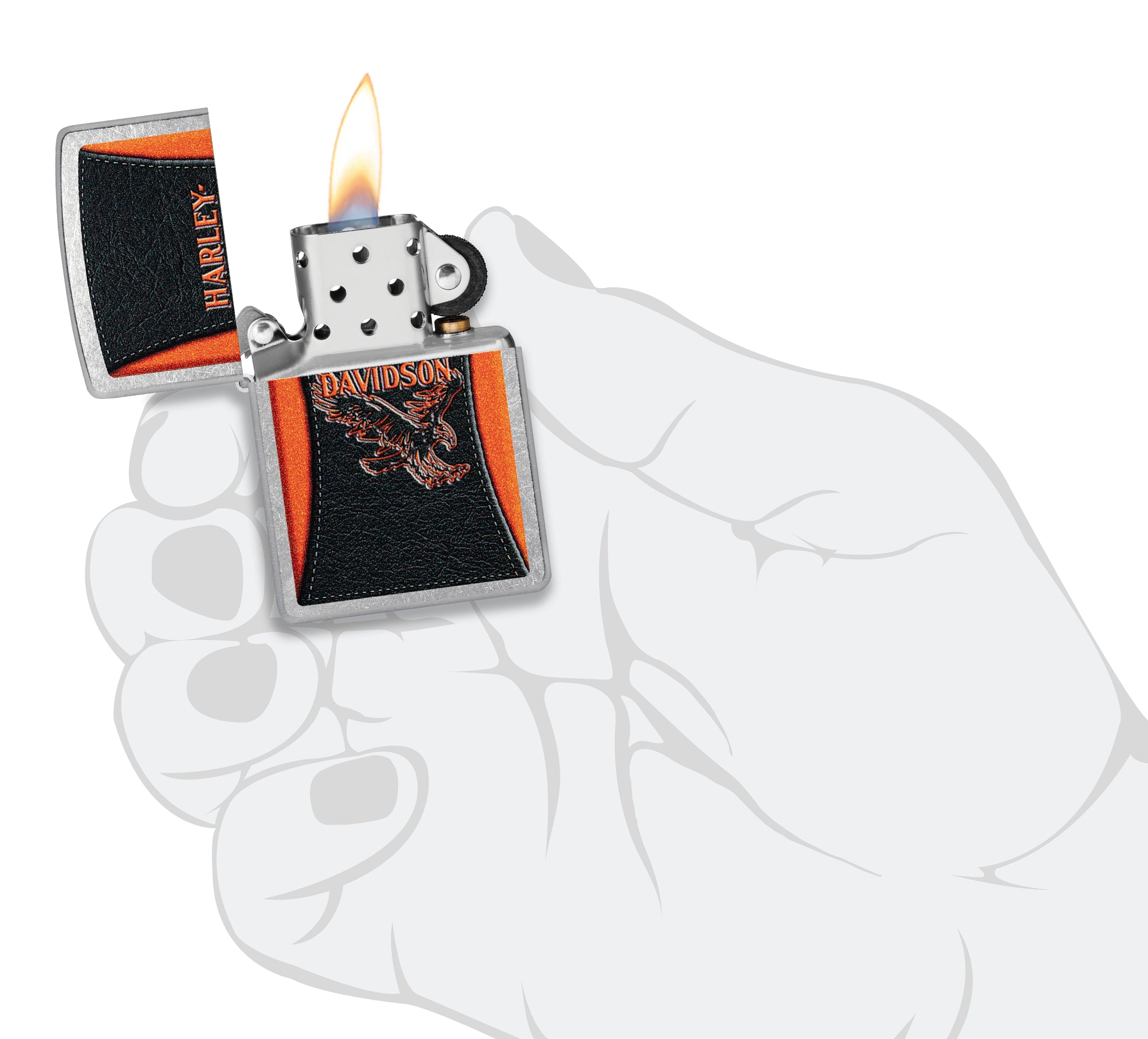 Zippo Harley-Davidson® Leathered Eagle Design Street Chrome