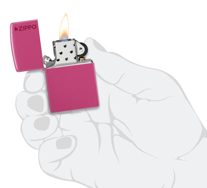 Classic Frequency Zippo Logo Windproof Lighter lit in hand.