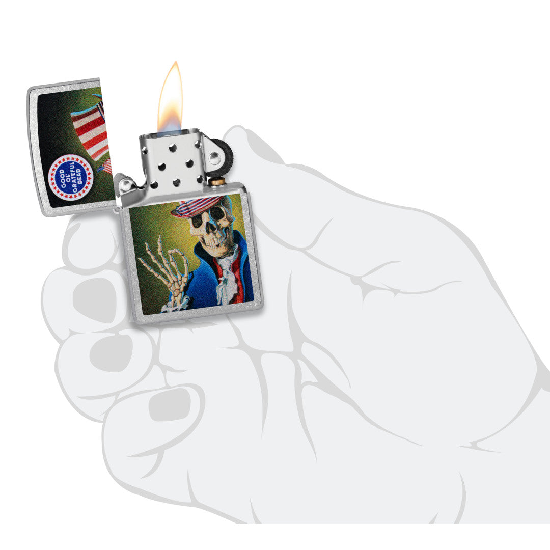 Zippo Good Ol' Grateful Dead Design Street Chrome Windproof