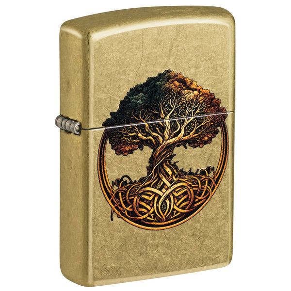 Zippo Knotted Tree of Life Design Street Brass Windproof Lighter