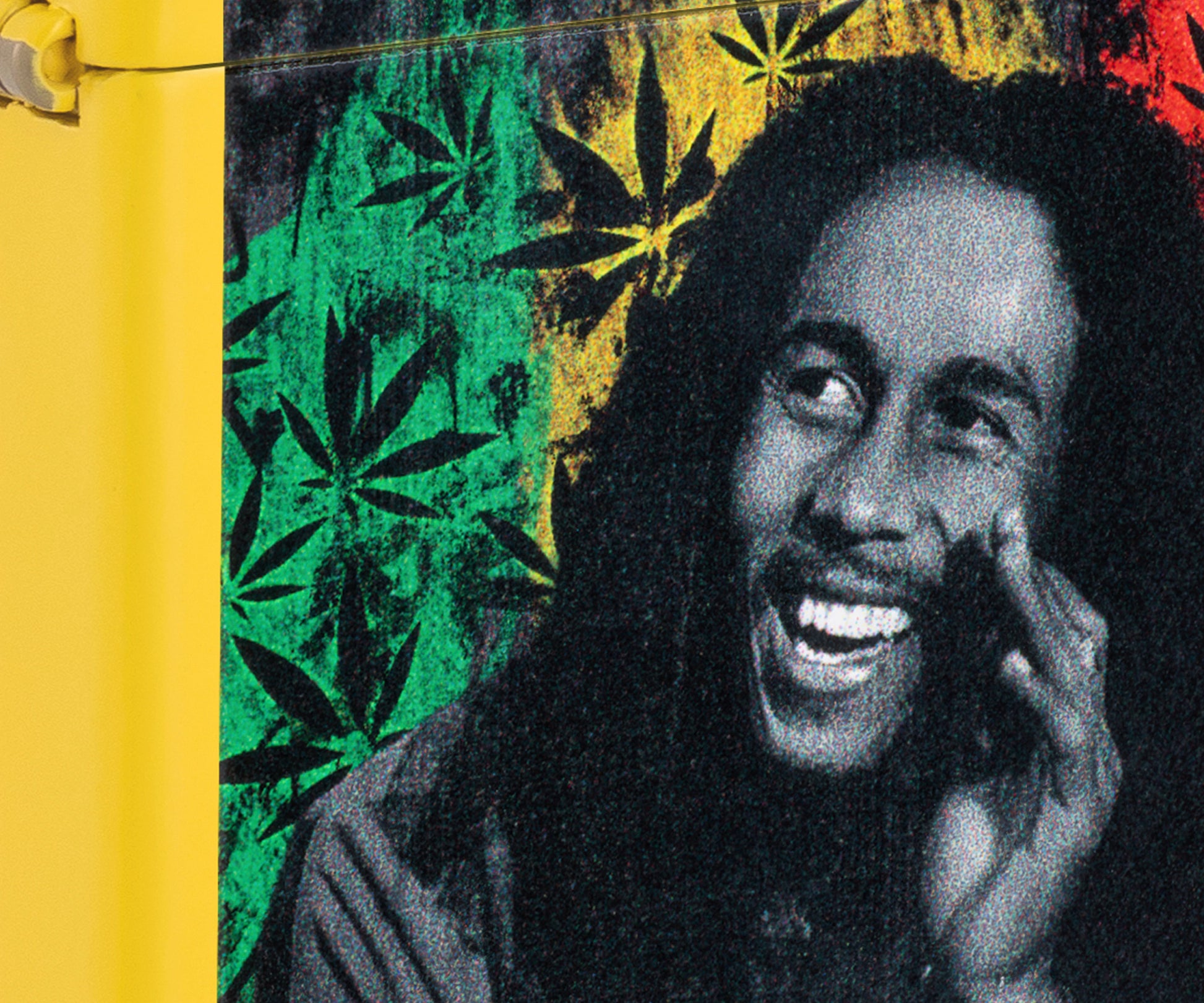 Front view of Zippo Bob Marley Sunshine Design Classic Sunflower Windproof Lighter close up to show the detail of the lighter.