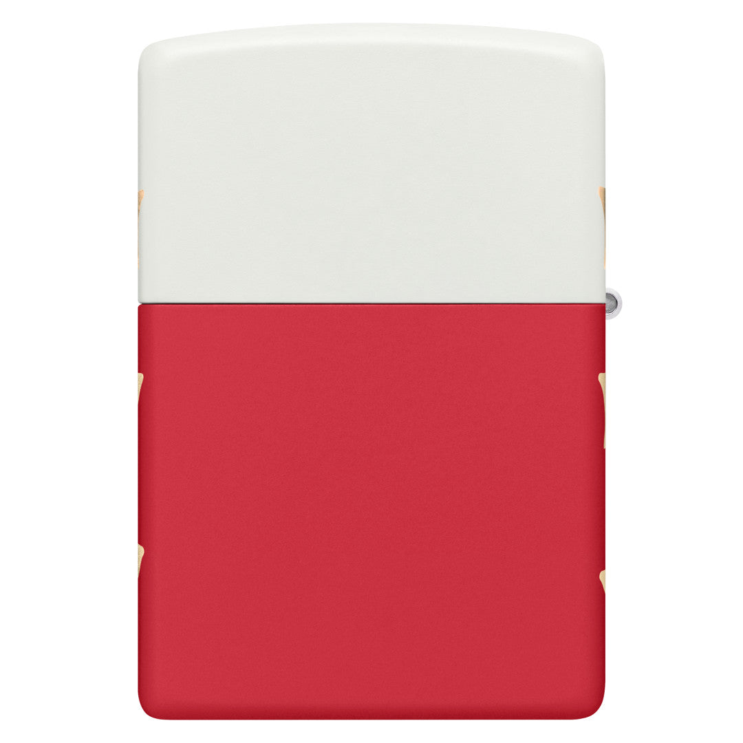Back view of Zippo 250th Anniversary Special Edition White and Red Matte Windproof Lighter.