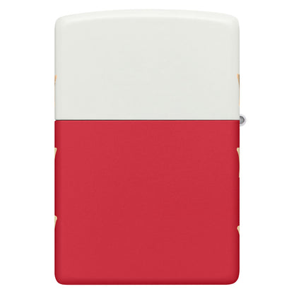 Back view of Zippo 250th Anniversary Special Edition White and Red Matte Windproof Lighter.