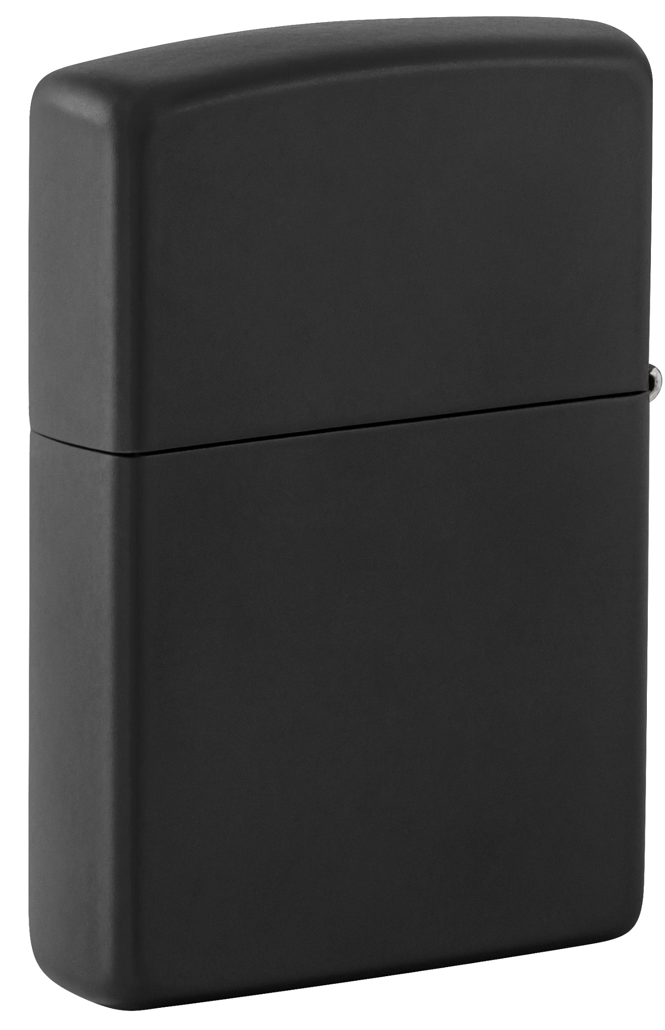 Back view of Zippo Dual State Design Black Matte Windproof Lighterstanding at a 3/4 angle.