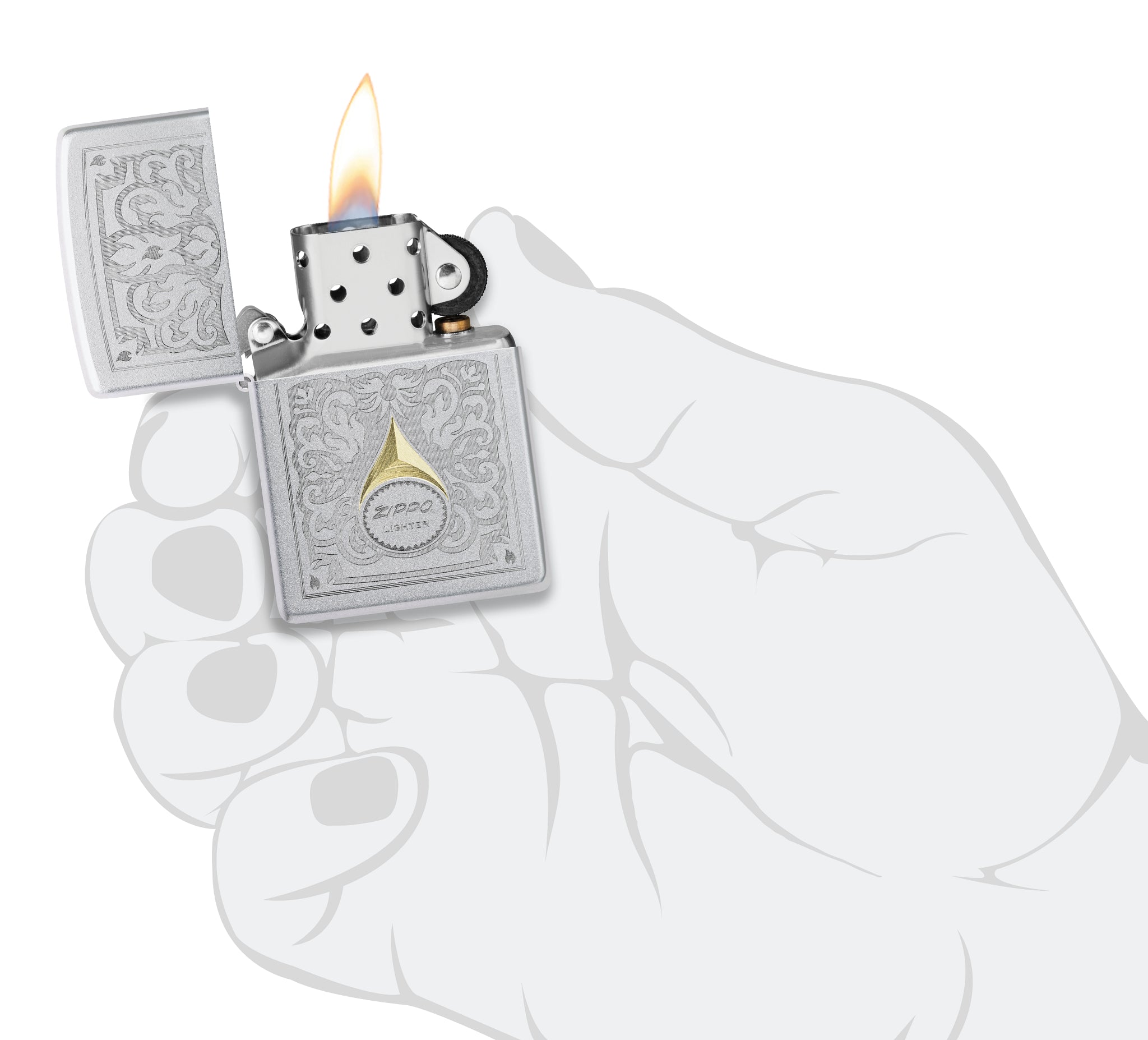 ジッポーSSN-682Tunny Zippo Vintage Filigree Design Satin Chrome Windproof Lighter
