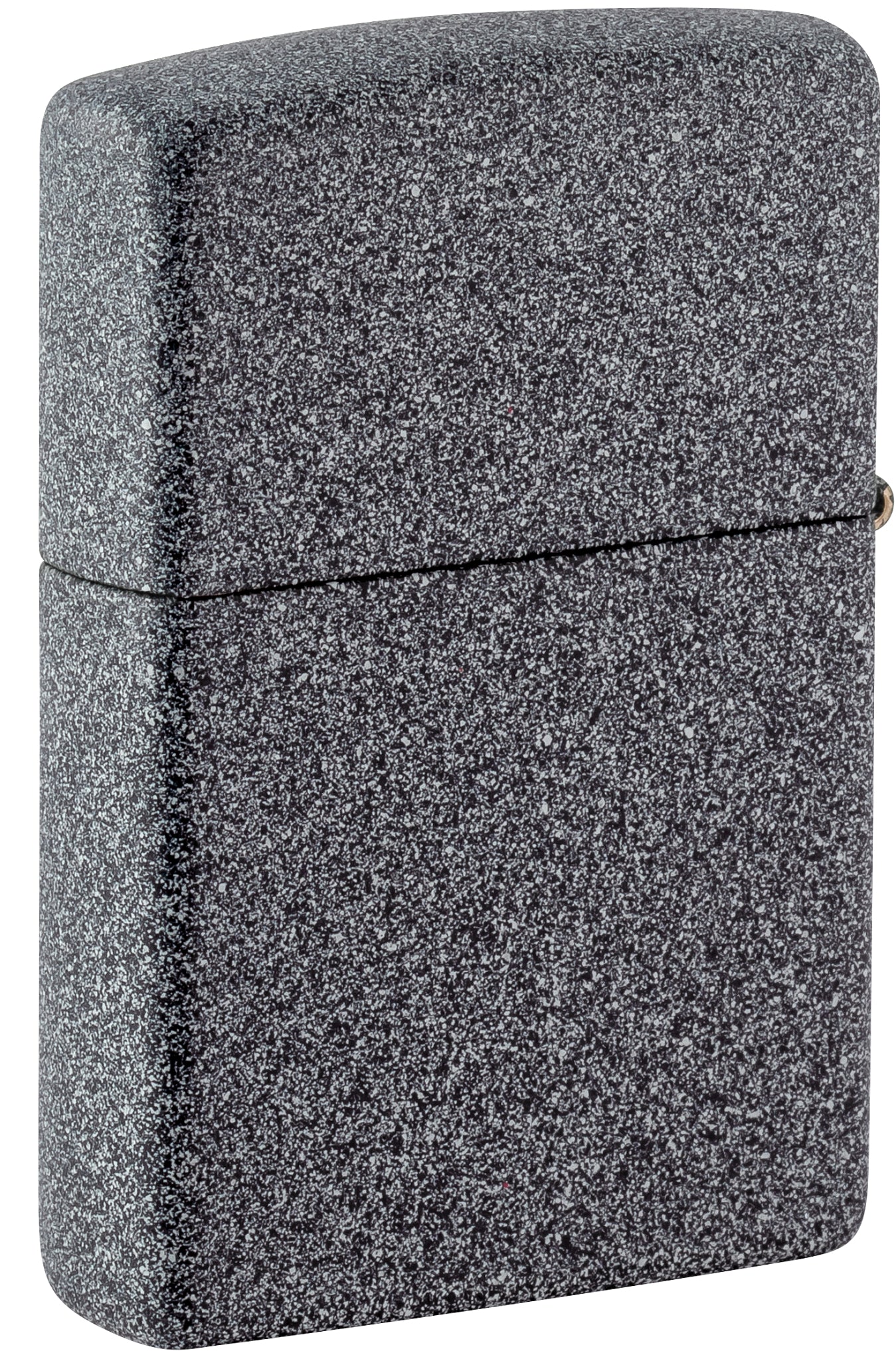 Back view of Zippo Cheese Rex Design Iron Stone Windproof Lighterstanding at a 3/4 angle.