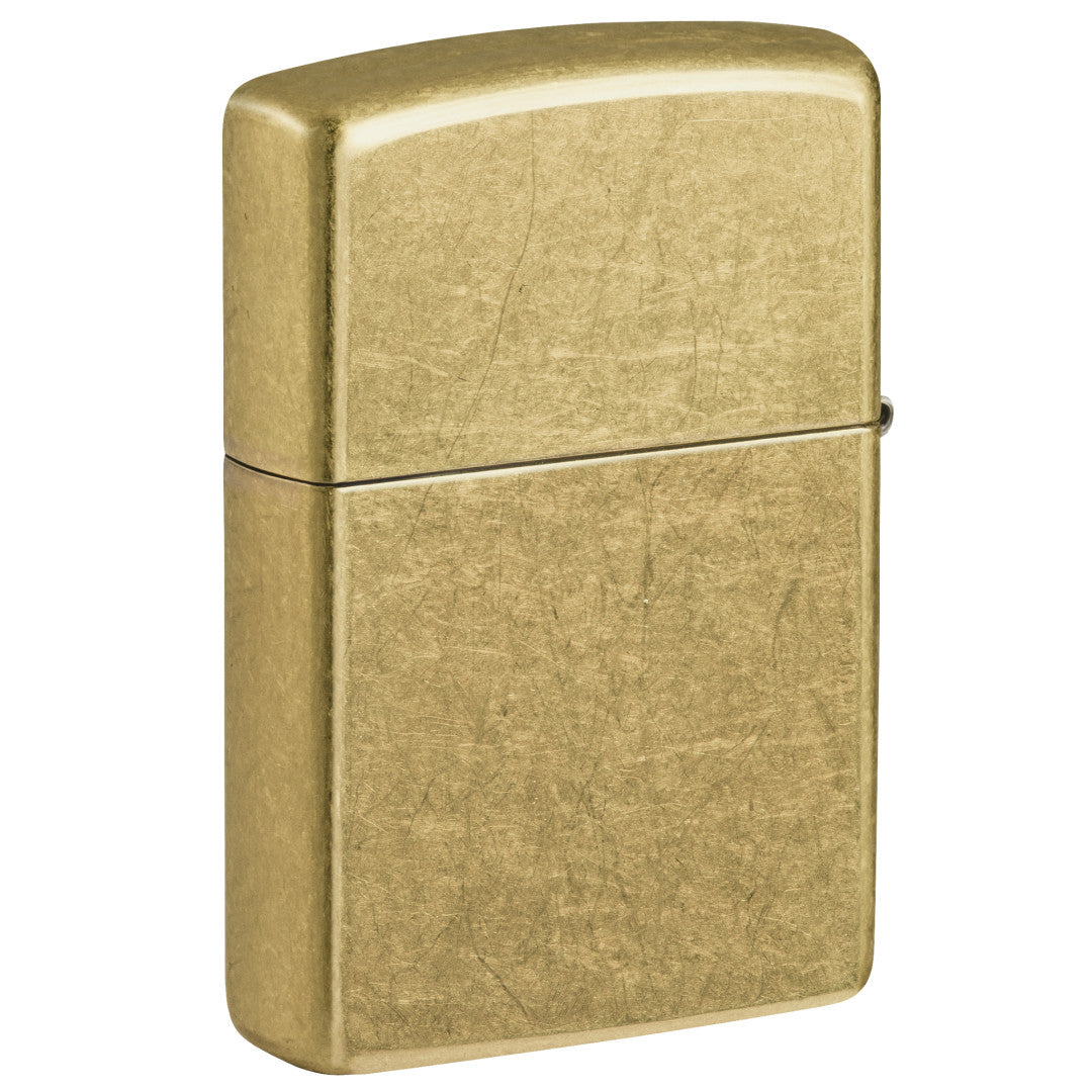 Back view of Zippo Dragon Tapestry Design Street Brass Windproof Lighter standing at a 3/4 angle.