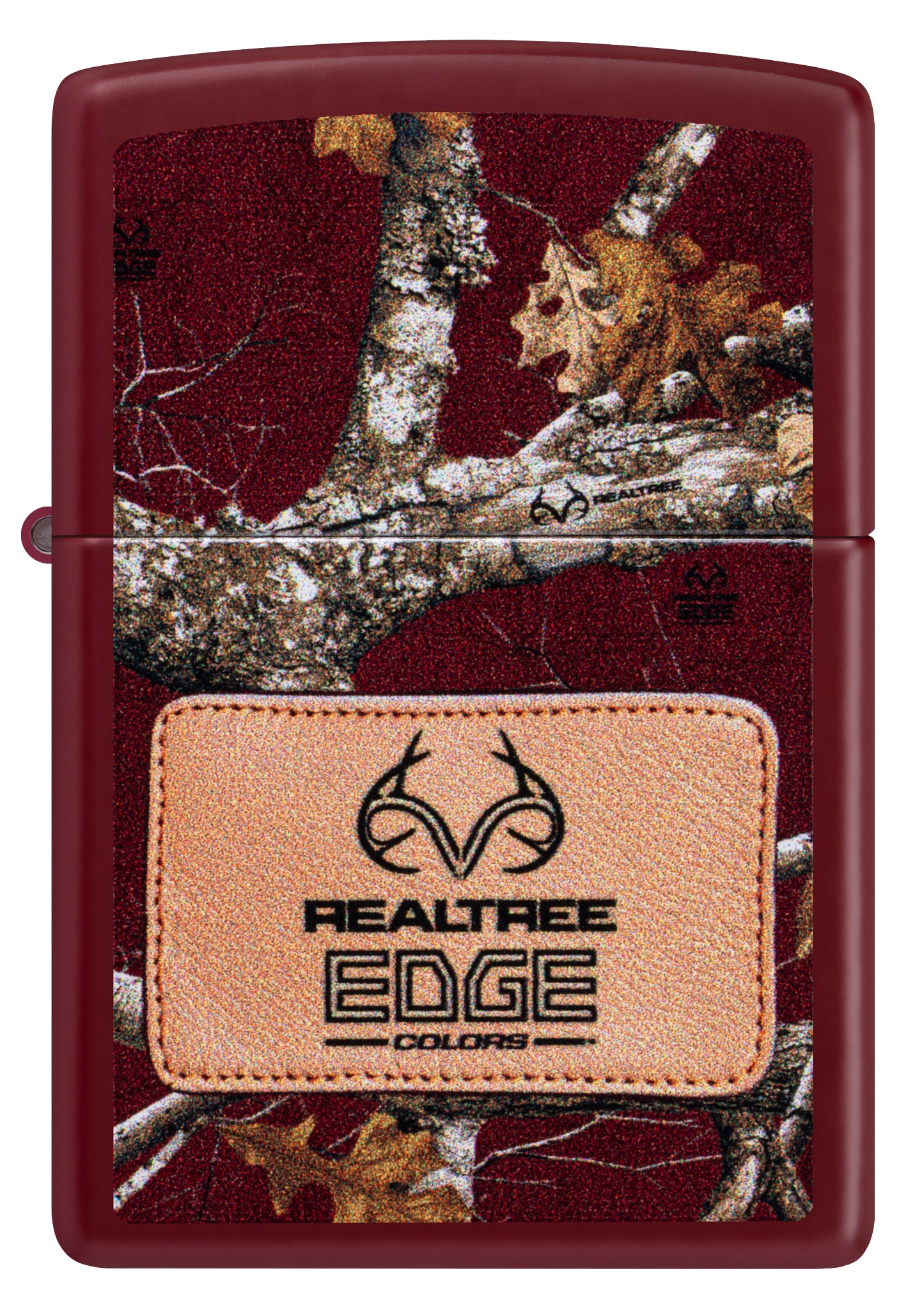 Front view of Zippo Realtree® Edge® Colors Design Merlot Windproof Lighter.
