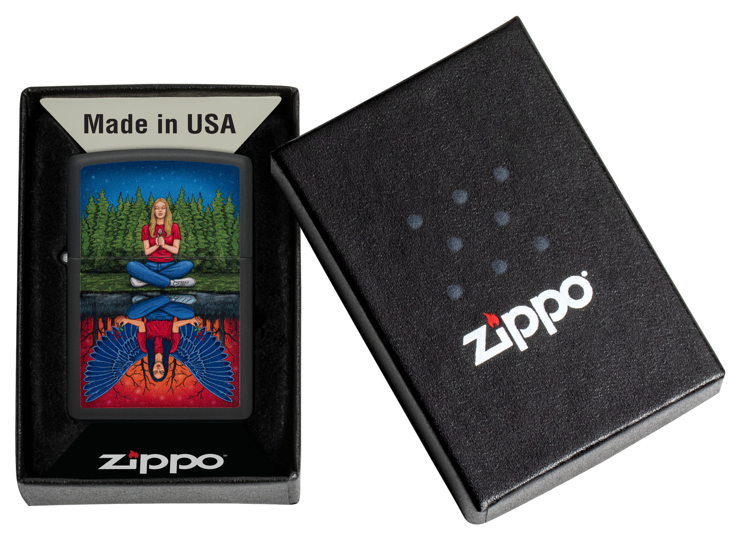 Zippo Dual State Design Black Matte Windproof Lighter in its packaging.