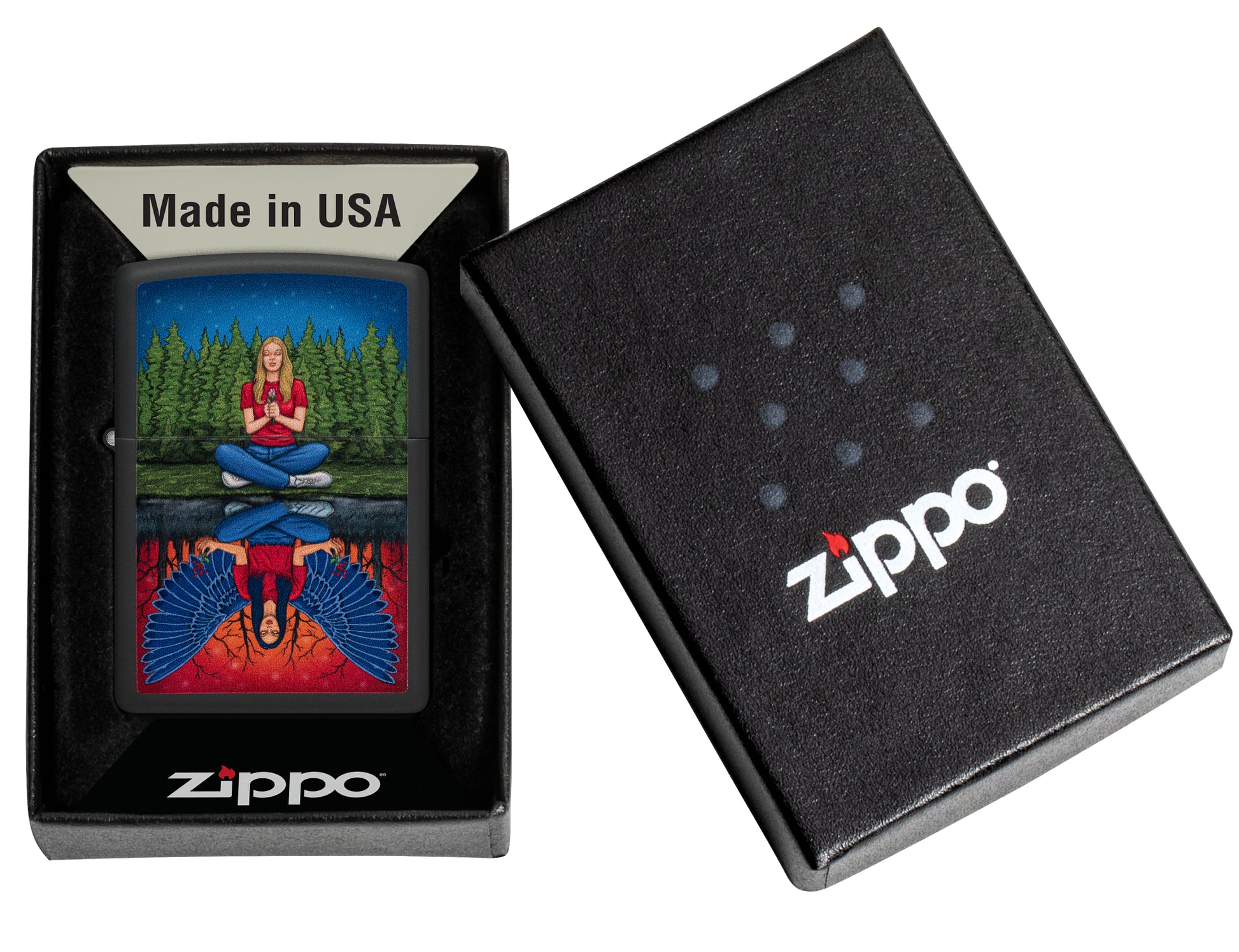 Zippo Dual State Design Black Matte Windproof Lighter in its packaging.