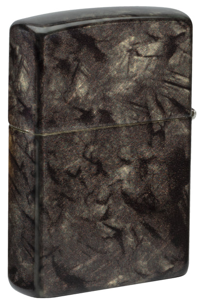 Back view of Zippo Gleaming Tree of Life Design 540 Tumbled Brass Windproof Lighter standing at a 3/4 angle.