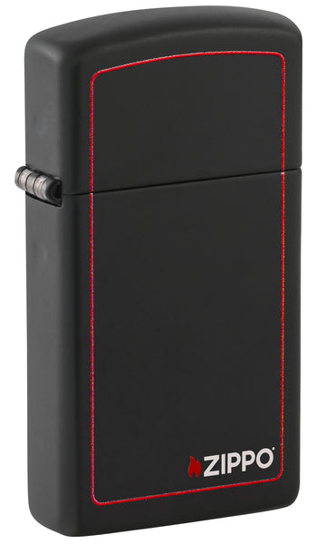 Slim® Black Matte with Red Border Zippo Logo Windproof Lighter