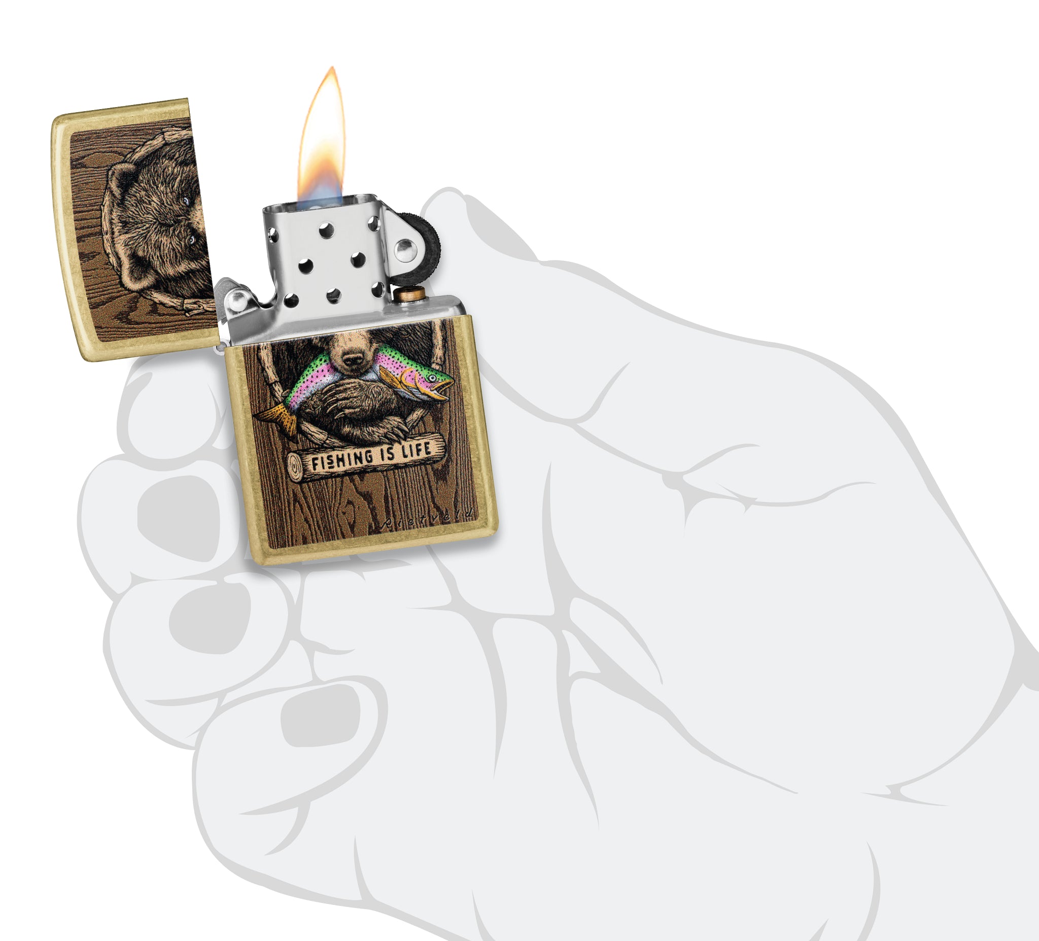 Zippo Rietveld Fishing is Life Design Street Brass Windproof