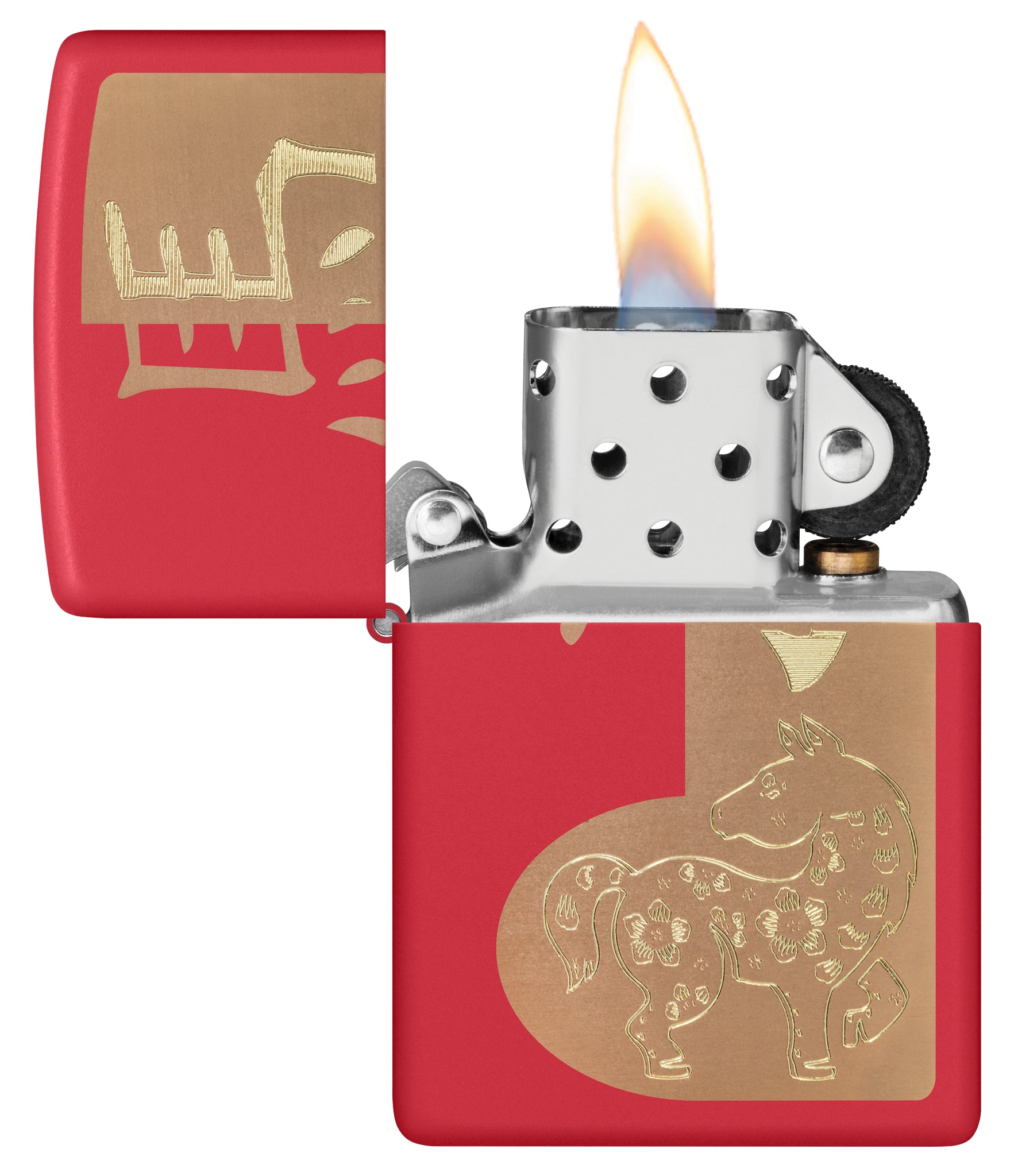 Zippo 2026 Year of the Horse Design Red Matte Windproof Lighter