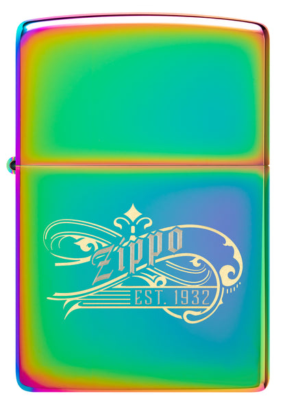 Front view of Zippo Established 1932 Design Multi Color Windproof Lighter.