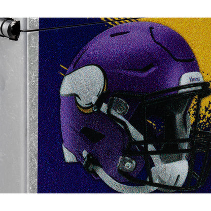 Front view of Zippo NFL Minnesota Vikings Helmet Design Street Chrome Windproof Lighter close up to show the detail of the lighter.