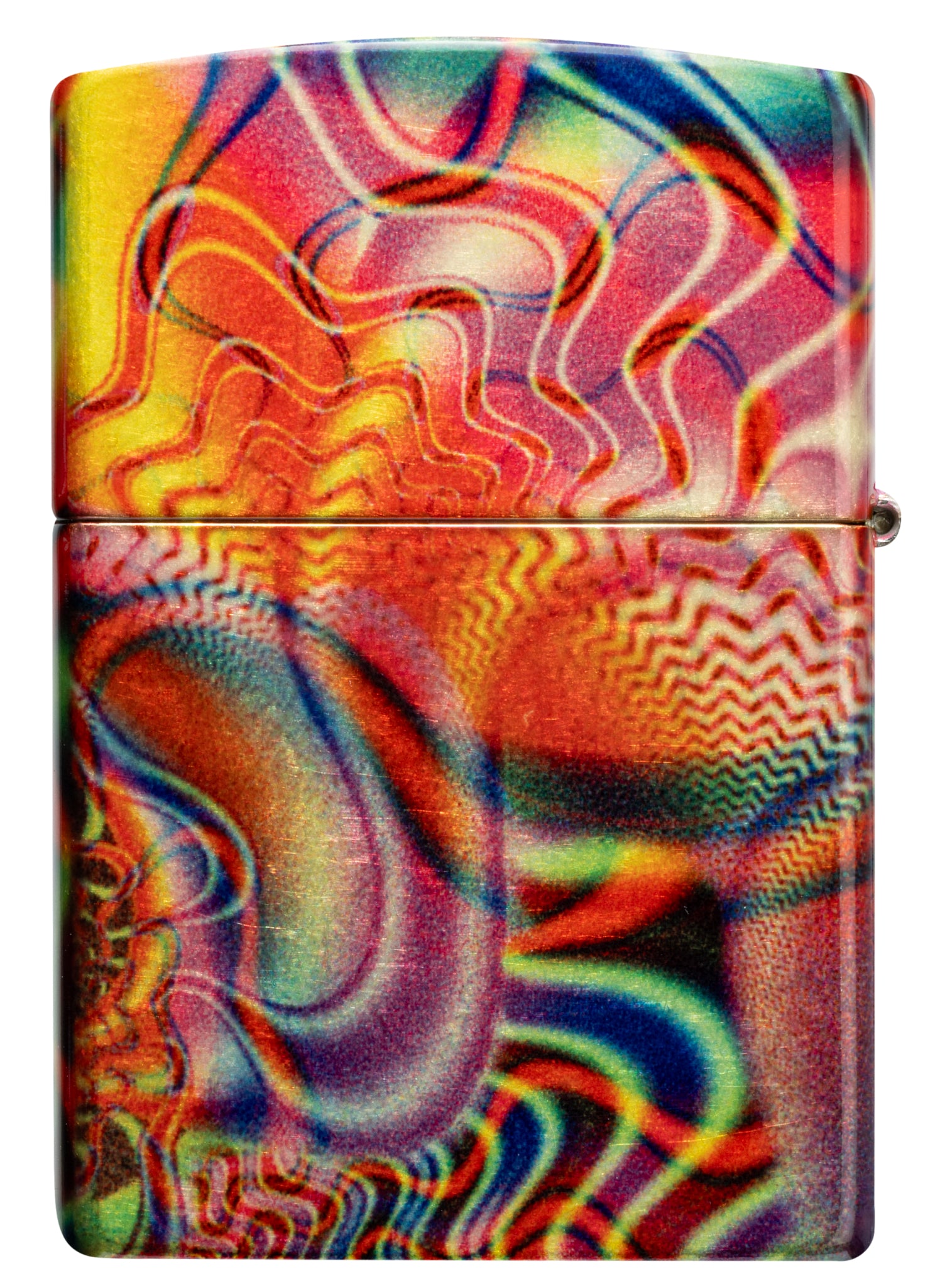 Back view of Zippo Fusion Waves Design 540 Tumbled Brass Windproof Lighter.
