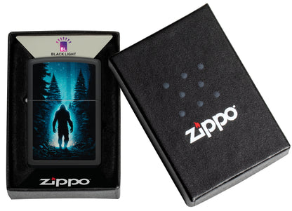Zippo  Ultra Squatch Design Black Matte Windproof Lighter in its packaging.