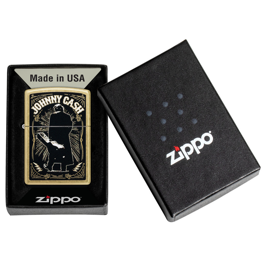 Zippo Johnny Cash Walk Design Street Brass Windproof Lighter