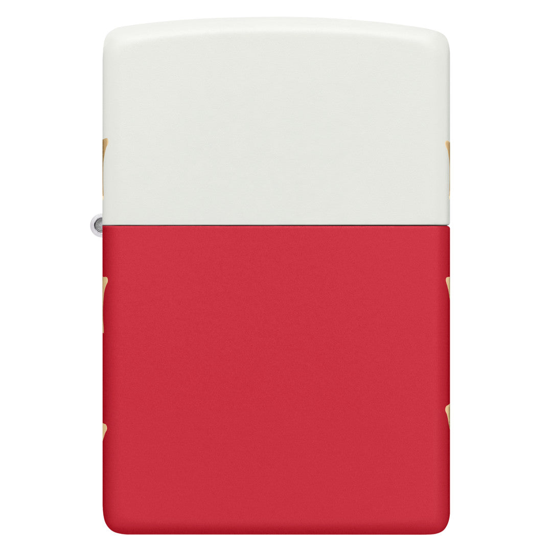 Front view of Zippo 250th Anniversary Special Edition White and Red Matte Windproof Lighter.