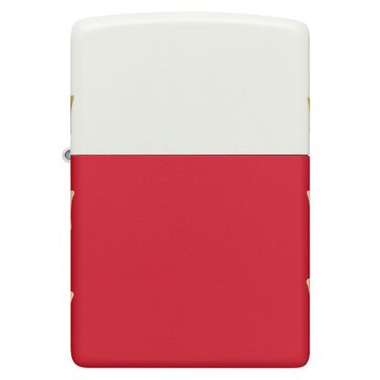 Front view of Zippo 250th Anniversary Special Edition White and Red Matte Windproof Lighter.