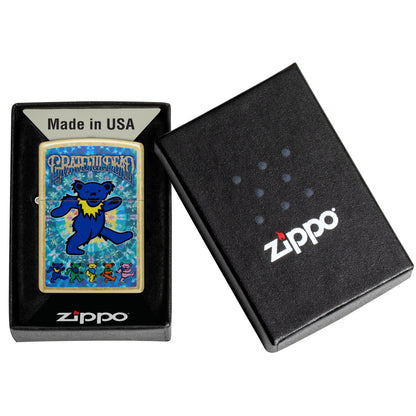 Zippo Grateful Dead Dancing Bears Design Street Brass Windproof Lighter in its packaging.