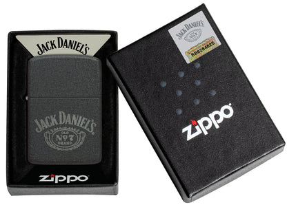 Zippo Jack Daniel's® No. 7 Design 1941 Replica Black Crackle® Windproof Lighter in its packaging.