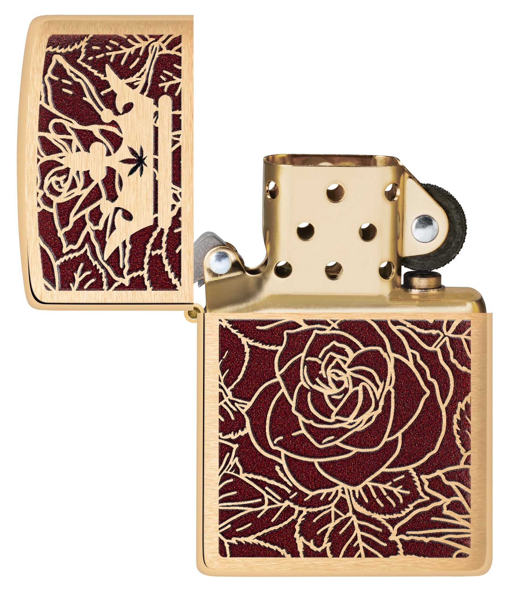 Zippo Queen of Bud Passionate Rose and Crown Design Brushed Brass