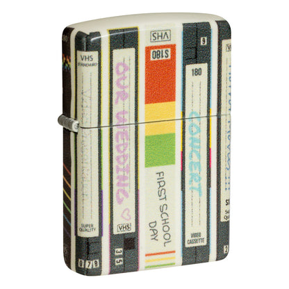Front shot of Zippo Home Video Design 540 Matte Windproof Lighter standing at a 3/4 angle.